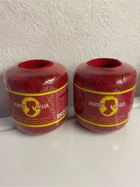 South Maid Victory Red Mercerized Cotton Thread Size 10 (2 spools) New